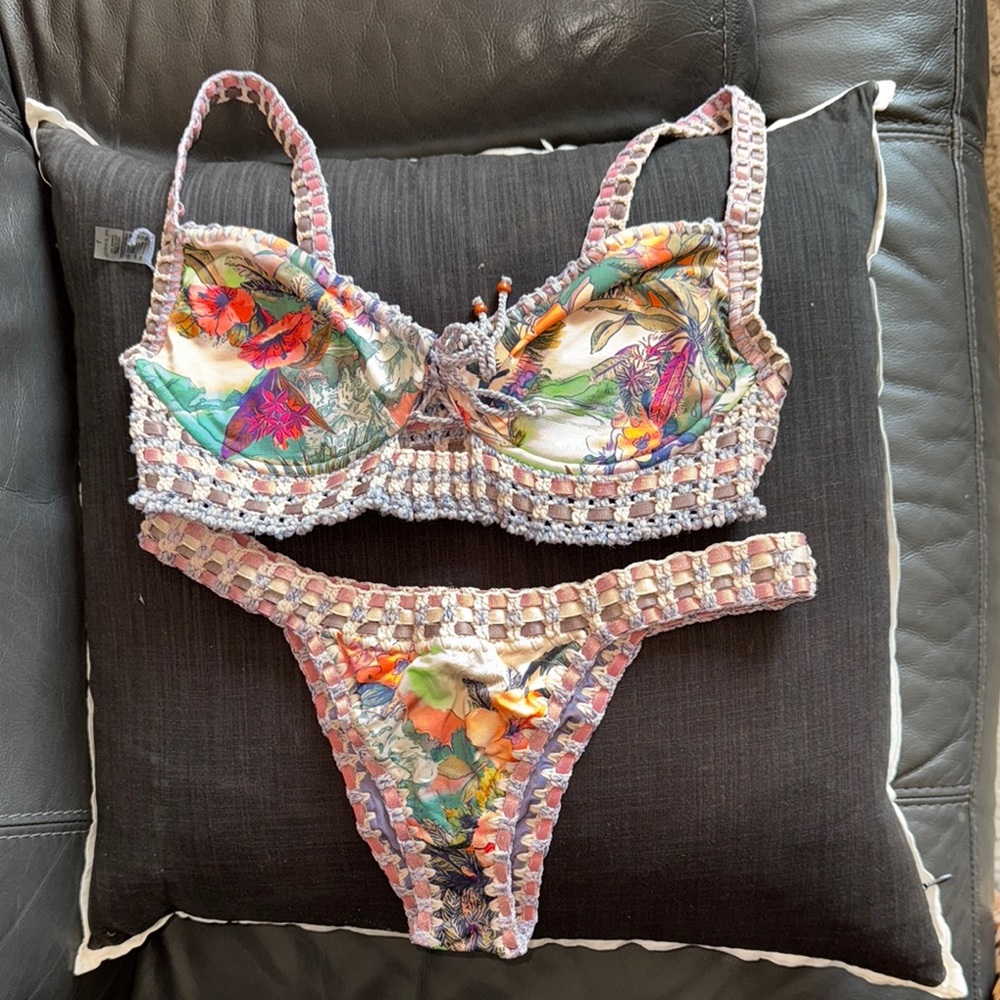 Floral Crochet Bikini Set